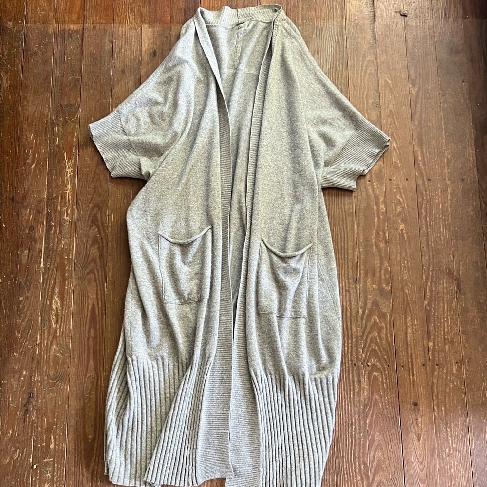 Free People Grey Cashmere Long Knit Cardigan Duster